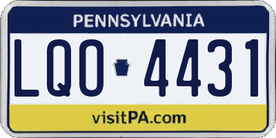 PA license plate LQO4431
