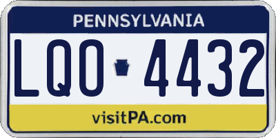 PA license plate LQO4432