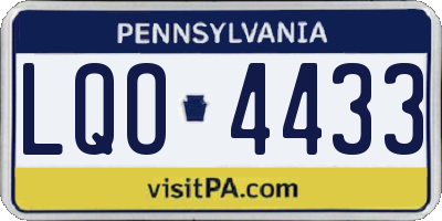 PA license plate LQO4433