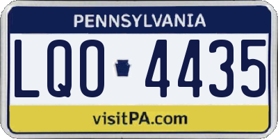 PA license plate LQO4435