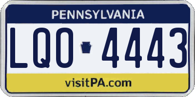 PA license plate LQO4443