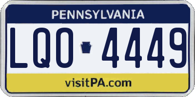 PA license plate LQO4449