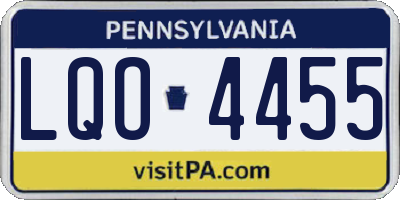 PA license plate LQO4455