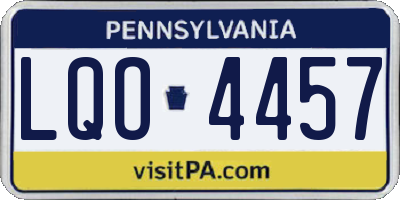 PA license plate LQO4457