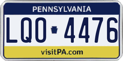 PA license plate LQO4476