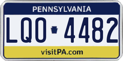 PA license plate LQO4482
