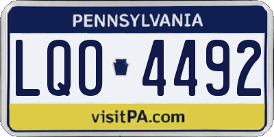 PA license plate LQO4492