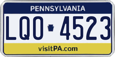 PA license plate LQO4523