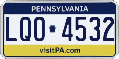 PA license plate LQO4532