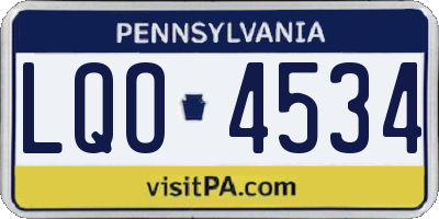 PA license plate LQO4534