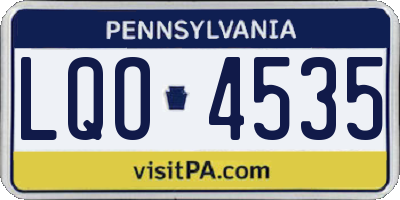 PA license plate LQO4535