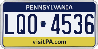 PA license plate LQO4536