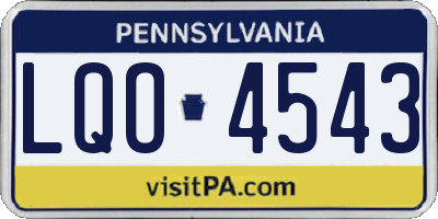 PA license plate LQO4543