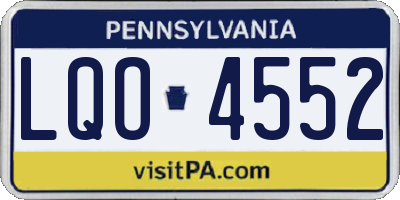 PA license plate LQO4552