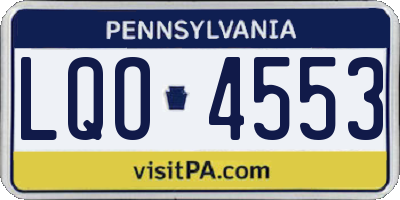 PA license plate LQO4553