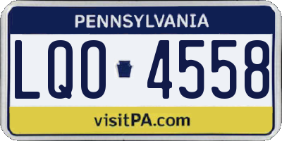 PA license plate LQO4558