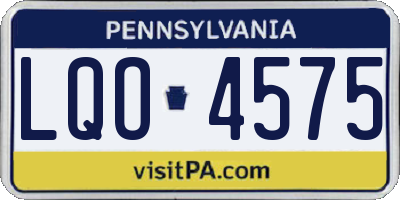PA license plate LQO4575