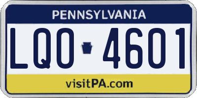 PA license plate LQO4601