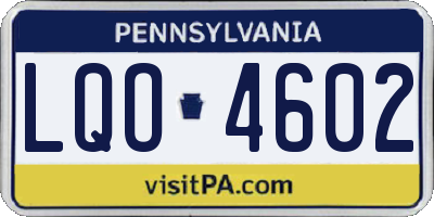 PA license plate LQO4602
