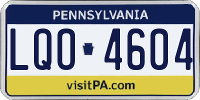 PA license plate LQO4604