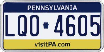 PA license plate LQO4605