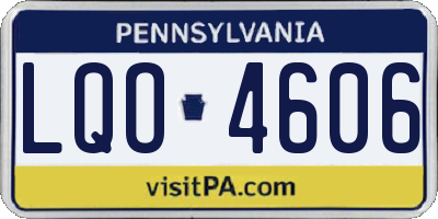 PA license plate LQO4606