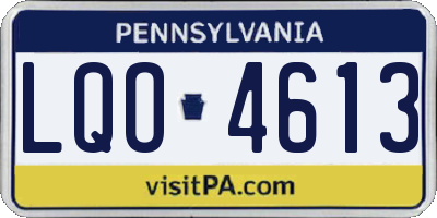 PA license plate LQO4613