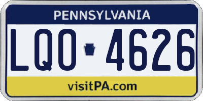 PA license plate LQO4626
