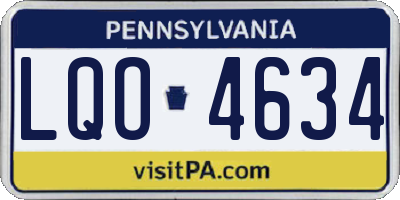 PA license plate LQO4634
