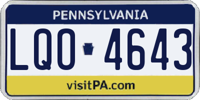 PA license plate LQO4643