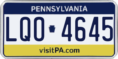PA license plate LQO4645