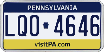 PA license plate LQO4646