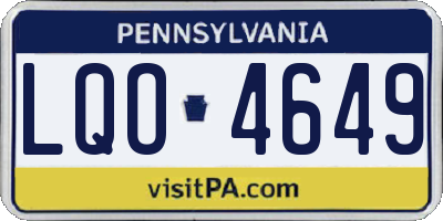PA license plate LQO4649