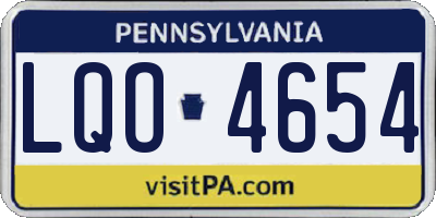 PA license plate LQO4654