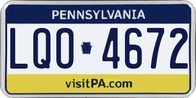 PA license plate LQO4672