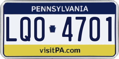 PA license plate LQO4701