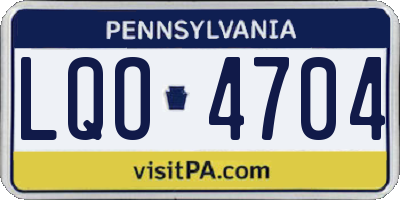 PA license plate LQO4704