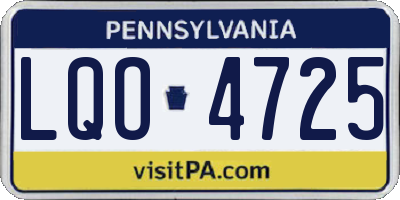 PA license plate LQO4725