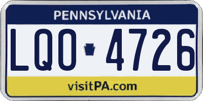 PA license plate LQO4726