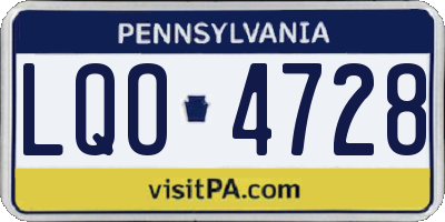PA license plate LQO4728