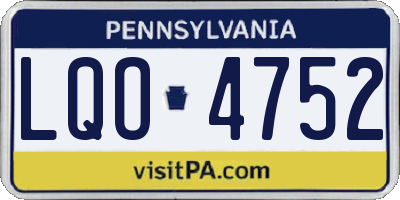 PA license plate LQO4752