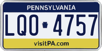 PA license plate LQO4757