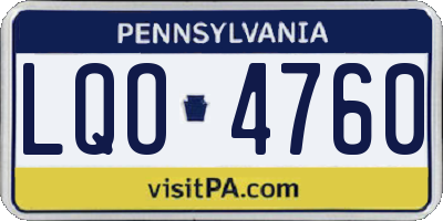 PA license plate LQO4760