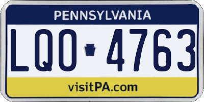 PA license plate LQO4763