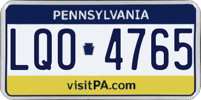 PA license plate LQO4765