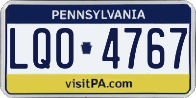 PA license plate LQO4767