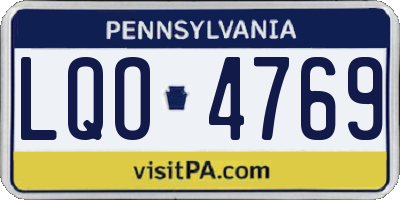 PA license plate LQO4769