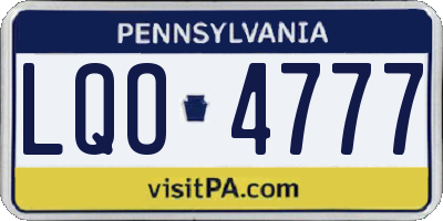 PA license plate LQO4777