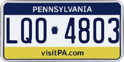 PA license plate LQO4803