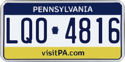 PA license plate LQO4816
